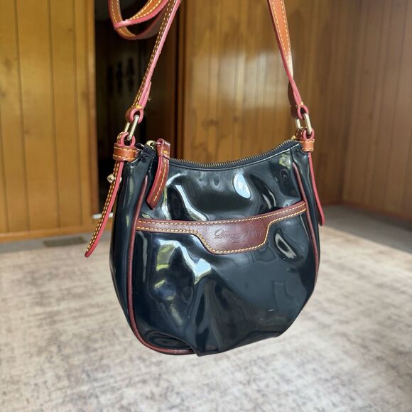 Dooney & Bourke Handbags - Dooney & Bourke Mini Margot Crossbody Bag Black Nylon Brown Leather Classic